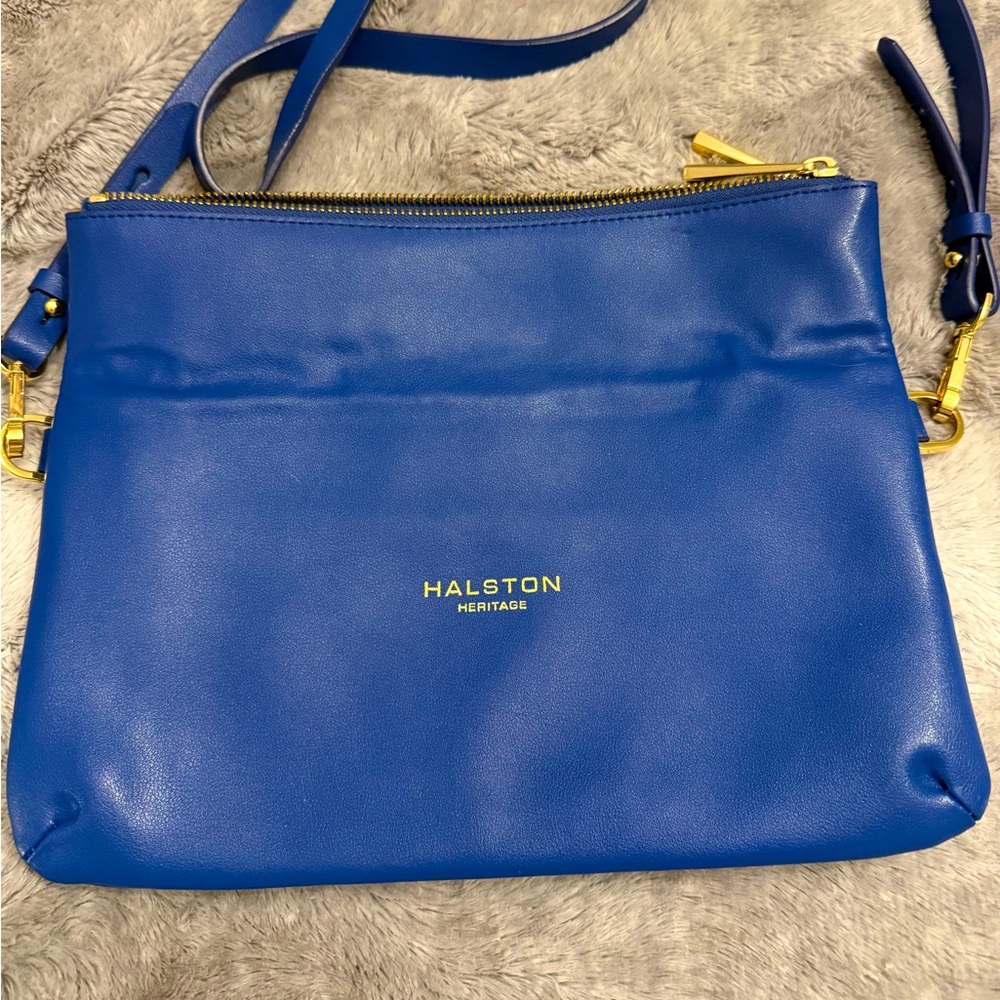 Halston Heritage lapis blue crossbody purse
